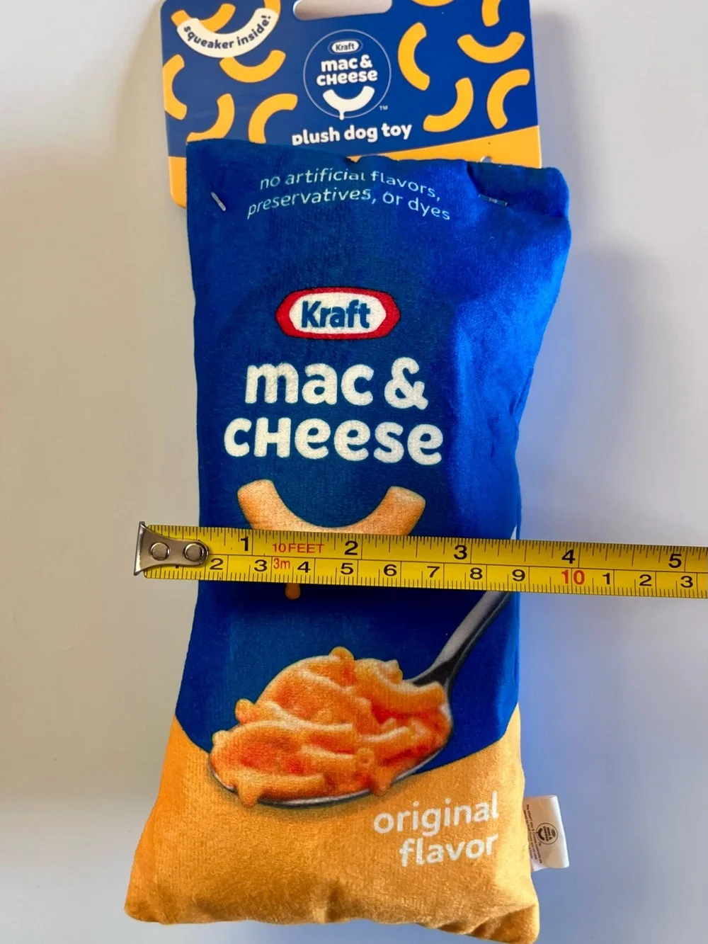 Kraft Mac & Cheese Blue & Orange Plush Dog Toy with Squeaker - NWT